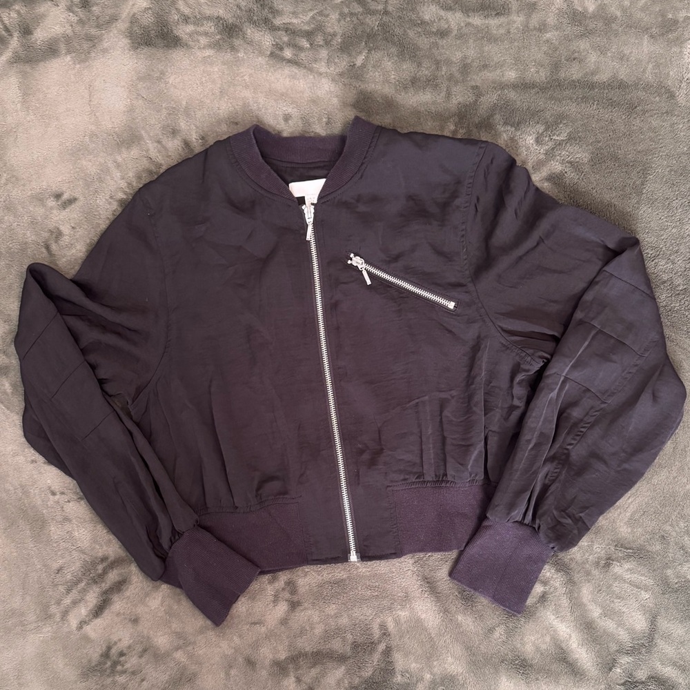H&M Black Bomber Jacket Size US 8 - Picture 4 of 4
